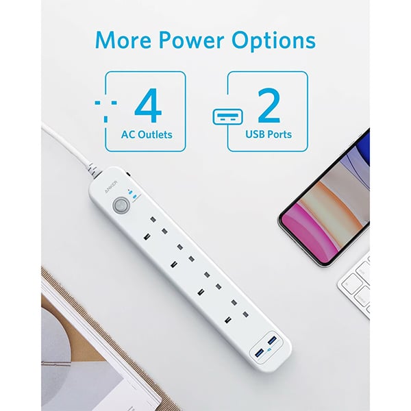 Anker Powerextend 4 Outlets 2 Ports 2A White A9142K21