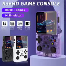 R36HD Handheld Game Player Linux System 3.5-inch IPS Screen Portable Mini Retro Video Game Console Built-in 64G 20000+ Games-Black