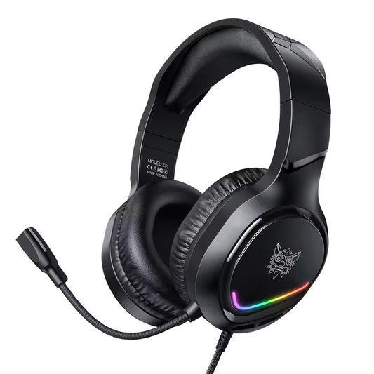 ONIKUMA X31 Wired Headphone with RGB Colorful Lighting Surround Sound Over-Ear Wired Headset Gamer for PC Gaming Xbox.