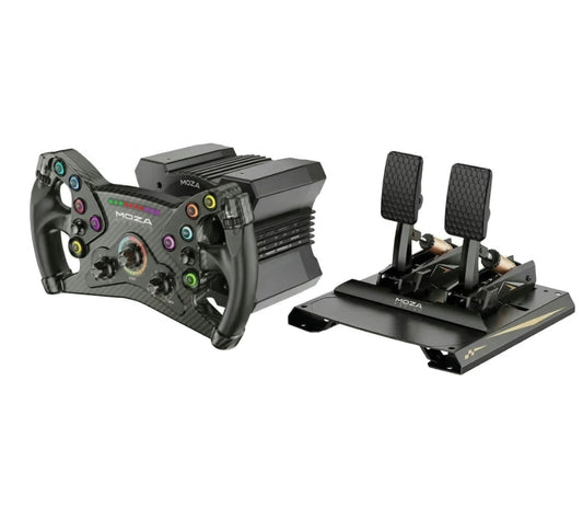 MOZA GT Racing Ultimate Sim Bundle: R9 V3 Direct Drive Base, KS GT Steering Wheel & CRP2 Load Cell Pedals Games Corner 