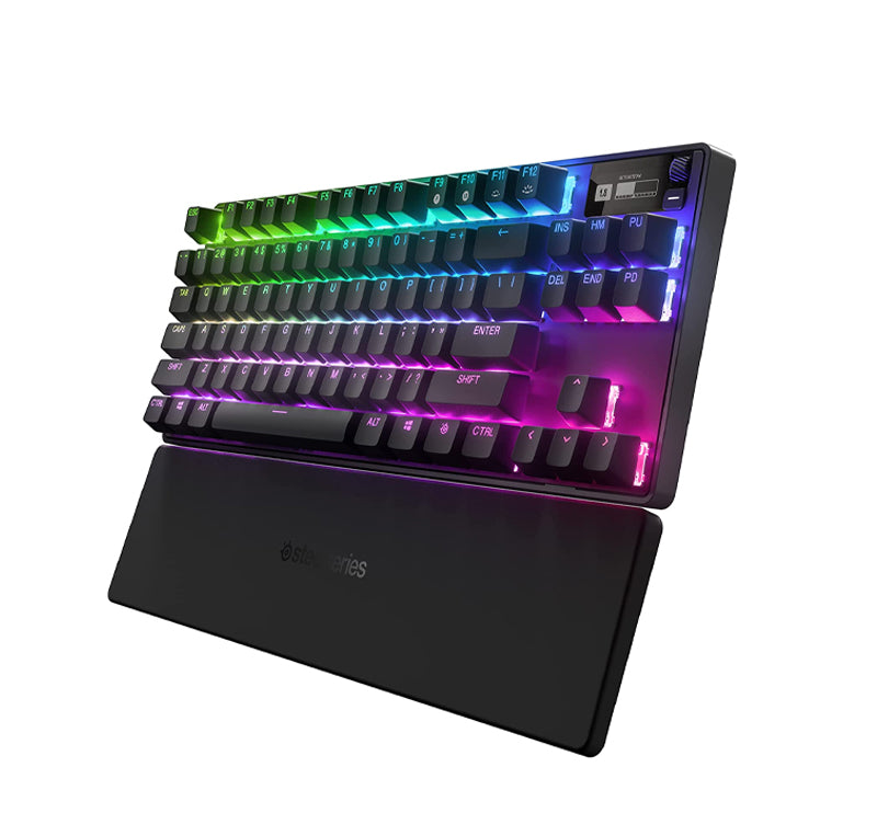 SteelSeries New Apex Pro TKL Wireless 2023 Ed. - World's Fastest Mechanical Gaming Keyboard – Adjustable Actuation – Esports Tenkeyless – OLED Screen – PBT Keycaps – Bluetooth 5.0 – 2.4GHz – USB-C