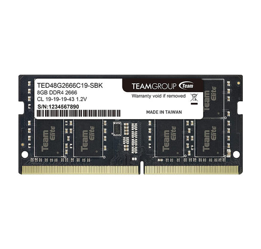 TEAMGROUP ELITE DDR4 8GB SINGLE 2666MHZ PC4-21300 CL19 UNBUFFERED NON-ECC 1.2V SODIMM 260-PIN LAPTOP NOTEBOOK PC COMPUTER MEMORY MODULE RAM UPGRADE - TED48G2666C19-S01