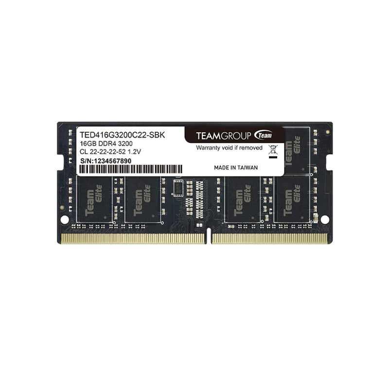 TEAMGROUP ELITE DDR4 16GB SINGLE 3200MHZ PC4-25600 CL22 UNBUFFERED NON-ECC 1.2V SODIMM 260-PIN LAPTOP NOTEBOOK PC COMPUTER MEMORY MODULE RAM UPGRADE - TED416G3200C22-S01