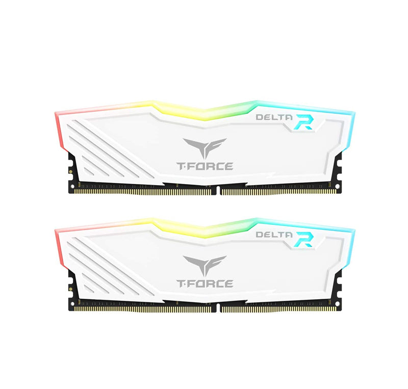 TEAMGROUP T-FORCE DELTA RGB DDR4 16GB (2X8GB) 3000MHZ (PC4-24000) CL16 DESKTOP MEMORY MODULE RAM - WHITE - TF4D416G3000HC16CDC01