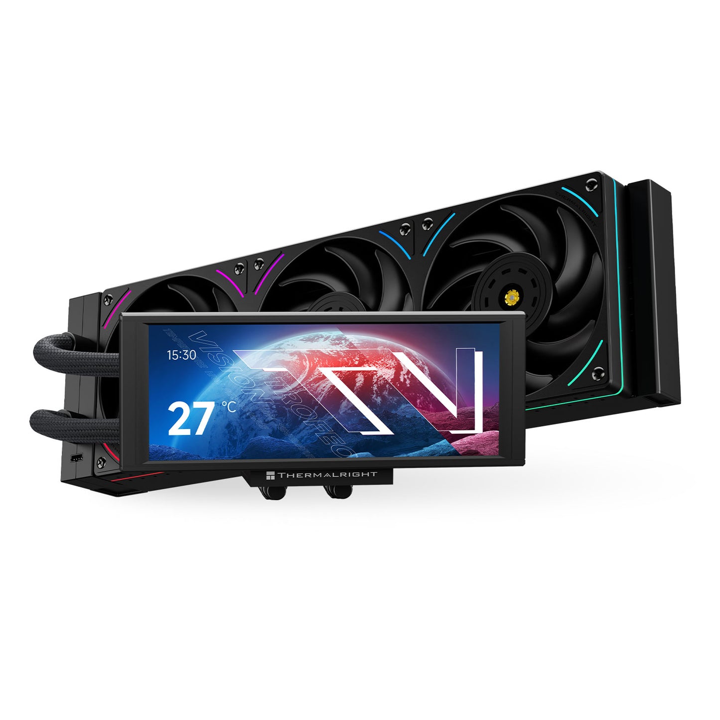 Thermalright Trofeo Vision 360 ARGB Black CPU Liqud Cooler,6.86-inch Magnetic IPS LCD Screen with 2400x1080 Resolution,Free to DIY a Variety of Themes,Liquid CPU Cooler for AM4/AM5,Intel LGA1700/1851