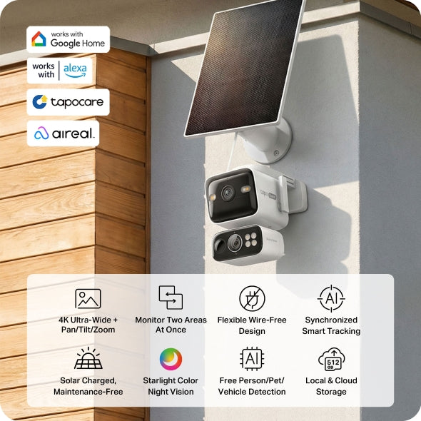 Tapo C675D KIT Solar-Powered Dual-Lens Pan/Tilt Security Camera Kit