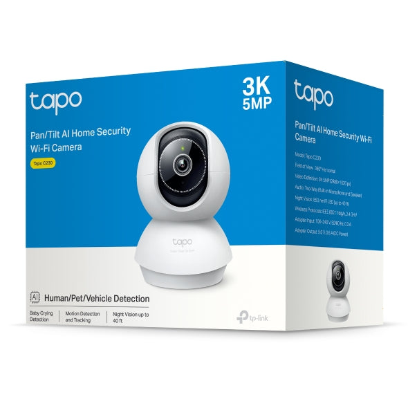 TP-Link Tapo C230 3K 5MP Pan/Tilt AI Home Security Camera