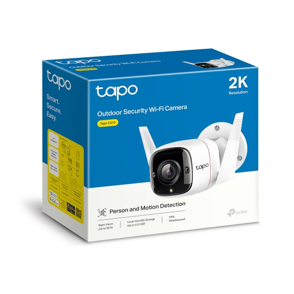 TP-Link Tapo C310 V2 Outdoor Security Wi-Fi Camera – 3MP 2K QHD, 2304×1296 Resolution, Night Vision, Motion Detection, Two-Way Audio, Built-In Siren, IP66 Weatherproof