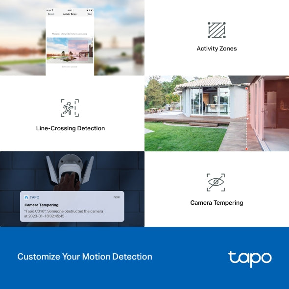 TP-Link Tapo C310 V2 Outdoor Security Wi-Fi Camera – 3MP 2K QHD, 2304×1296 Resolution, Night Vision, Motion Detection, Two-Way Audio, Built-In Siren, IP66 Weatherproof