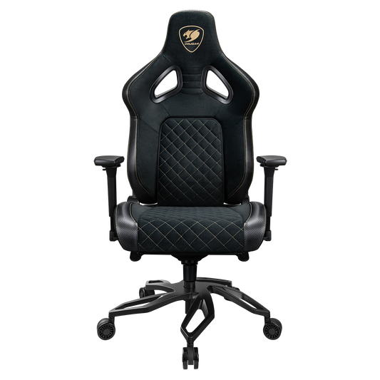 COUGAR Titan Pro V2 Gold F Gaming Chair – Ergonomic Design, 4D Adjustable Armrests, Magnetic Neck Pillow, Plush Velvet Games Corner 