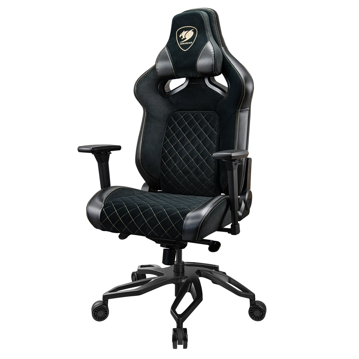 COUGAR Titan Pro V2 Gold F Gaming Chair – Ergonomic Design, 4D Adjustable Armrests, Magnetic Neck Pillow, Plush Velvet