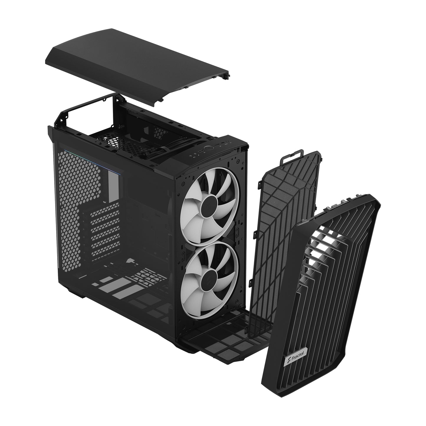 Fractal Design Torrent Compact RGB Black - Light Tint Tempered Glass Side Panels - Open Grille for Maximum air Intake - Two 180mm RGB PWM Fans Included - Type C - ATX Airflow Mid Tower PC Gaming Case-GC