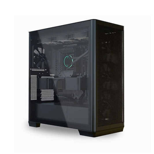 APNX C1-R C1-R-BK-v3 ATX Mid Tower Computer Case, 4x Pre-Installed 120mm PWM Fans, Up To 360mm Radiators, 0.8mm Steel Thickness, Vertical GPU Holder Kit, Black-GC