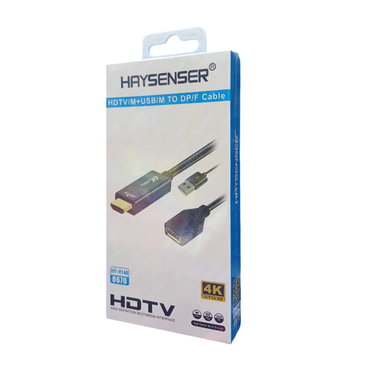 HAYSENSER HDTV/M+USB/M TO DP Female Cable, 4K Support.