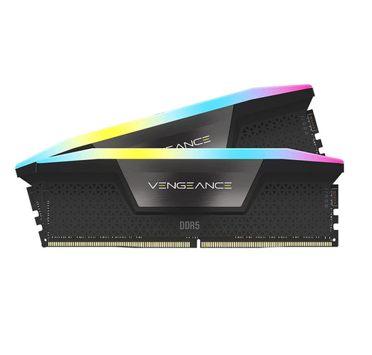 CORSAIR VENGEANCE RGB DDR5 RAM 32GB (2X16GB) 6400MHZ CL32 INTEL XMP ICUE COMPATIBLE COMPUTER MEMORY - BLACK (CMH32GX5M2B6400C32)