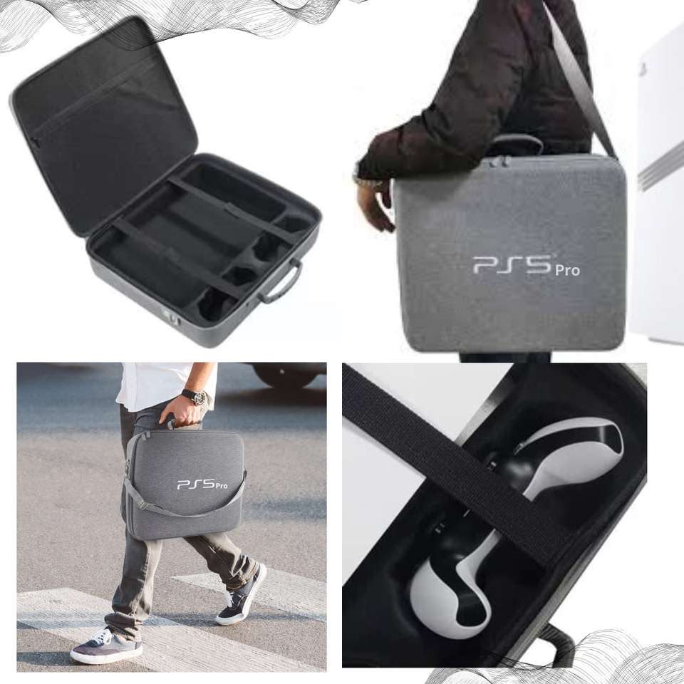 PS5 Pro Carrying Case – Hard Shell Travel Storage Bag for PlayStation 5 Pro Console with Compartments for 2 Controllers & Accessories