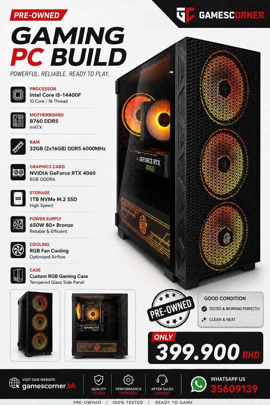Pc Bulid Ready To Build RTX 4060  8GB,Intel i5-14th Gen,GC-P256 (pre owned )
