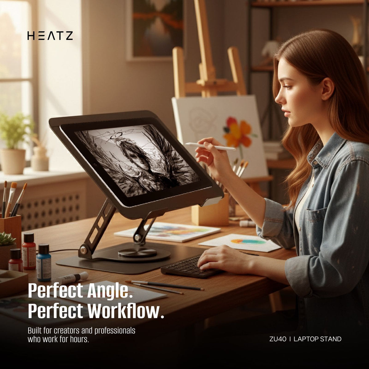 HEATZ ZU40 Heavy Duty Ergonomic Laptop Stand with Smooth Rotation Bearing Notebook Riser