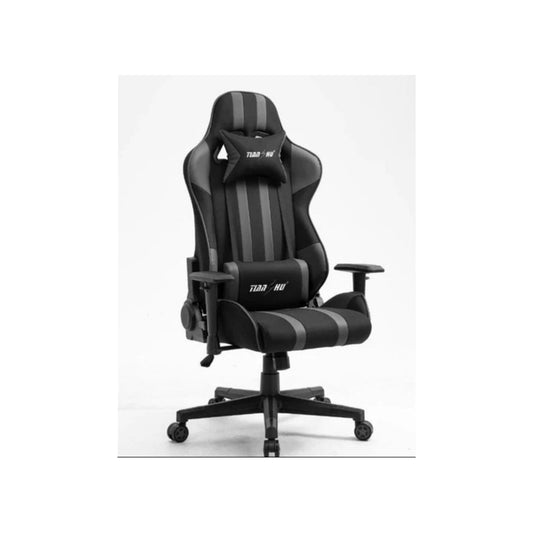 TIANSHU Fabric & PU Leather Ergonomic Chair with Headrest and Lumbar Pillow Adjustable Swivel Gaming chair-Black