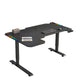 XOVO Height Adjustable L-Shaped Gaming Desk – Motorized, Carbon Fiber Surface, RGB LED Lighting, Cup Holder & Headphone Hook  – Black Left