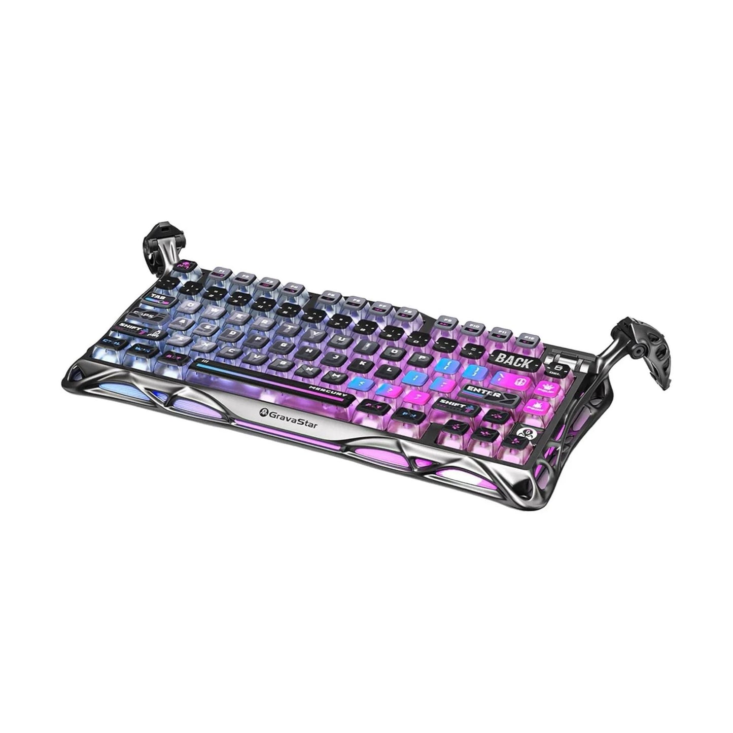 GravaStar Mercury K1 Pro Special Edition, Cyberpunk, 75% Mechanical Keyboard, Tri-Mode Wireless, Aluminum Frame, Pudding Keycaps | GS K1 PRO_CBLK