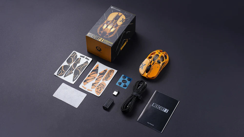 GRAVASTAR MERCURY X PRO GM+8K Special Edition Battle  Worn-Yellow MAGNESIUM ALLOY WIRELESS GAMING MOUSE,GSX  PRO_YLW