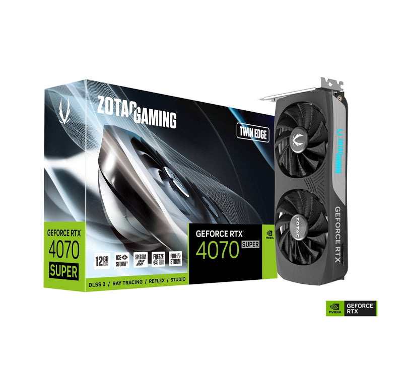 ZOTAC Gaming GeForce RTX 4070 Super Twin Edge DLSS 3 12GB GDDR6X 192-bit 21 Gbps PCIE 4.0 Compact Gaming Graphics Card, IceStorm 2.0 Advanced Cooling, Spectra RGB Lighting, ZT-D40720E-10M