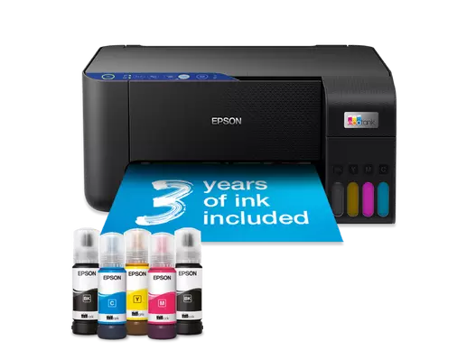 Epson Ecotank L3251 Home Ink Tank Printer A4, Colour, 3-In-1 With Wifi And Smartpanel App Connectivity, Black, Compact