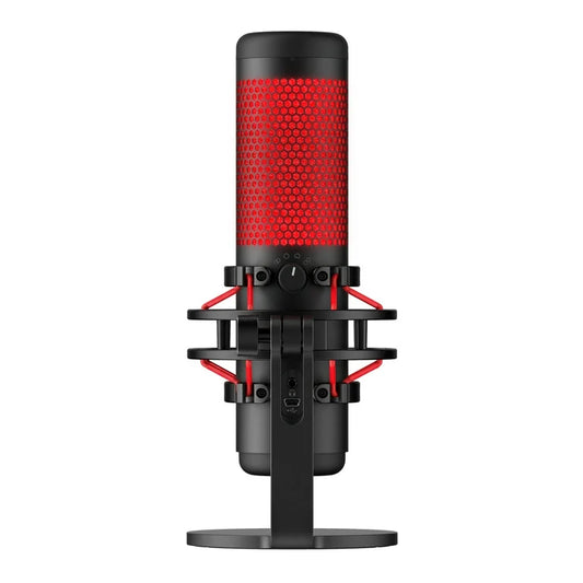 HyperX QuadCast - USB Condenser Gaming Microphone, for PC, PS4, PS5 and Mac, Anti-Vibration Shock Mount, Four Polar Patterns, Pop Filter, Gain Control, Podcasts, Twitch, YouTube, Discord, Red LED Games Corner 