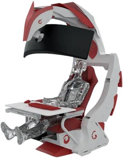 DXRacer Ingrem G1 Gaming Pod, High Strength Support 49 Monitor, Two Stage Boom Adjustment, One Button Start Intelligent Control, Red/White 6973193060158