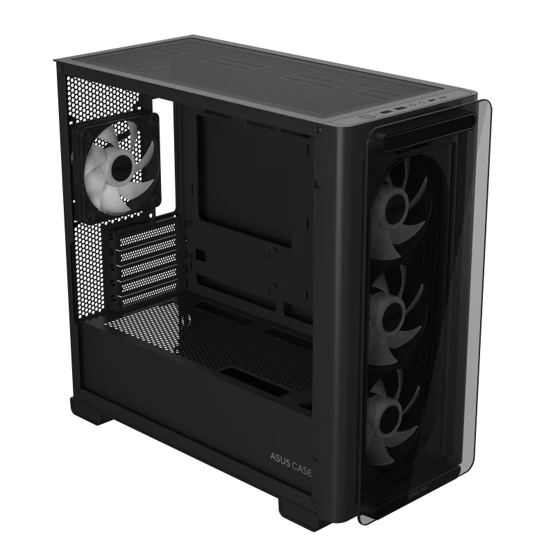 ASUS A23 PLUS micro-ATX case, Support Hidden-connector Motherboards, Standoff-mounted tempered-glass front panel, supports up to 360 mm Cooler, Black-GC