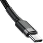 Cable BASEUS PD60W/QC3.0 TYPE-C CABLE 200CM GREY/BLACK