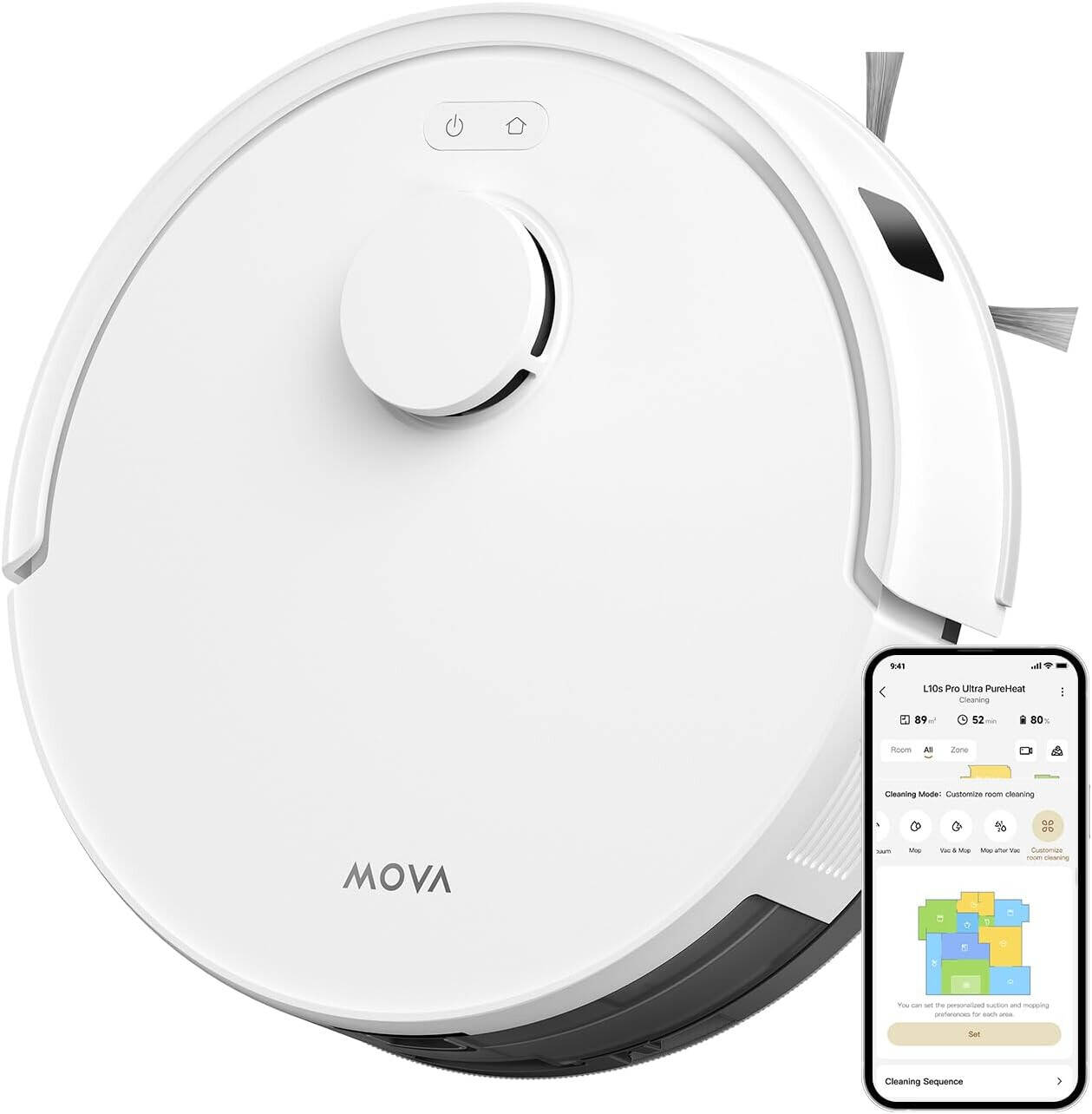 MOVA E20 Robot Vacuum Cleaner & Mop, LDS Laser Navigation, 5000 Pa Powerful Suction, 2-in-1 Vacuum & Mopping, Smart Mapping, App Control, 245 ml Water Tank, Compact Design | E20