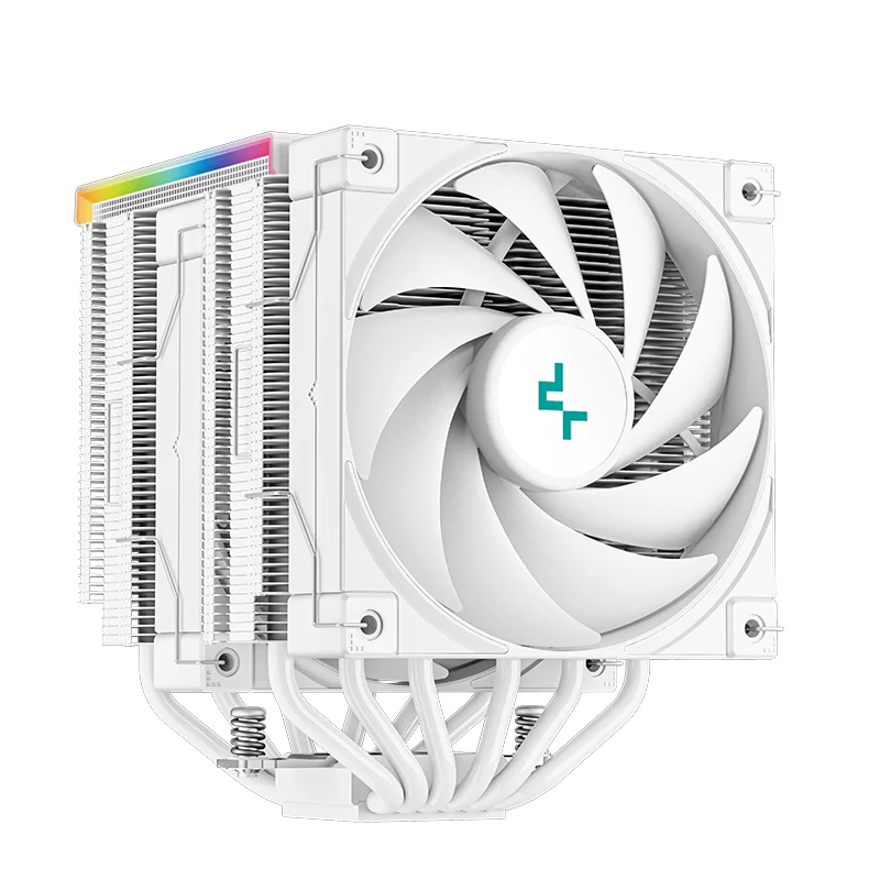 DeepCool AK620 DIGITAL CPU Air Cooler, Dual-Tower Heatsink Design, 120mm Fan, 1850 RPM Speed & 68.99 CFM Airflow, 6 Copper Heatpipes, Digital Status Screen, ARGB LED Strips, White | R-AK620-WHADMN-G