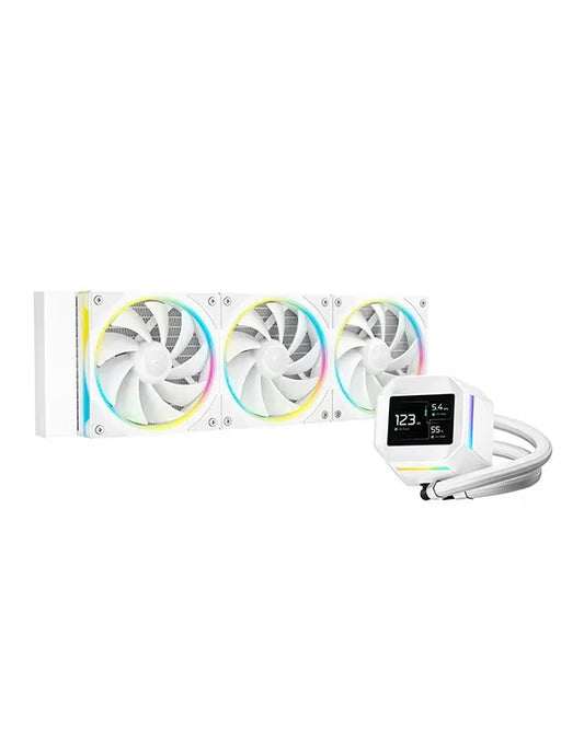 Deepcool LM360 AIO LCD ARGB Liquid Cooler, 2.4" IPS LCD Display, 6th-generation Pump, 2500～3600 RPM±10%, 66.23 CFM Fan Airflow, 3.27 mmAq Fan Air Pressure, Hydro Bearing, White | R-LM360-WHDMMC-1