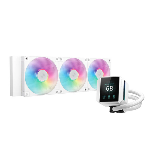 DeepCool Mystique 360 ARGB Liquid CPU Cooler, 2.83" TFT LCD Display, 360mm Radiator, 120mm Fan Size, 2400 RPM, 72.04 CFM Airflow, Hydro Bearing Type, White | R-LX360-WHDSNMCP-G-1