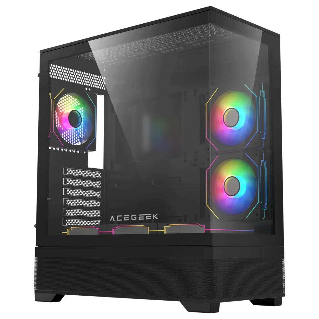 AceGeek Cruiser L460 Computer Case, Up to 360mm Radiator & 9x Fan Support, 0.7mm Tempered Glass.