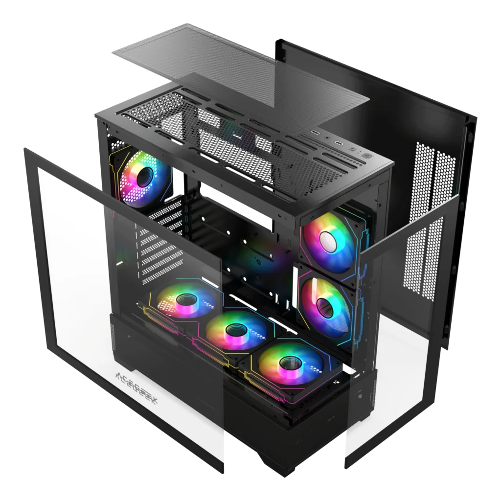AceGeek Cruiser L460 Computer Case, Up to 360mm Radiator & 9x Fan Support, 0.7mm Tempered Glass.
