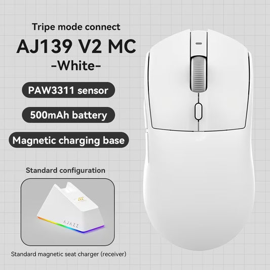 AJAZZ AJ139V2 MC Wireless 1000Hz Gaming Mouse - Designed Exclusively for E-Sports - Supports 2.4G Wireless/Wired Dual Modes - Ultra-Lightweight at Only 66g for Superior Grip - Mouse + Charging Dock Set