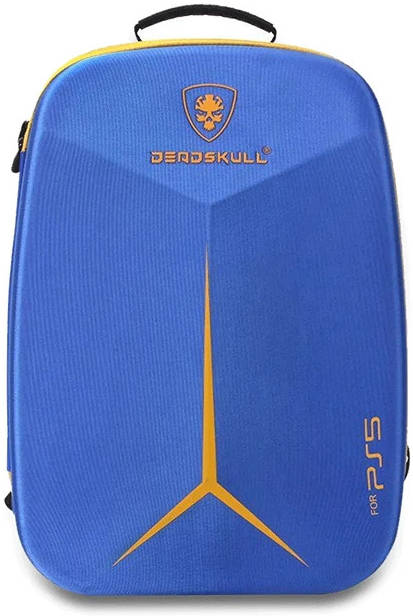 DeadSkull PS5 Carrying Backpack, Polyester & EPE Material, Canvas Shell, Dacron Lining, Shockproof, Dustproof, Blue