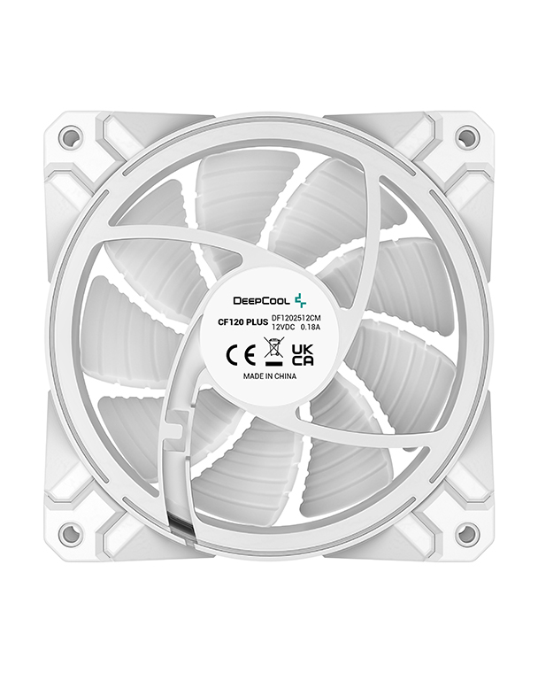 DeepCool CF120 Plus 3 Pack RGB 120mm Fan, Addressable RGB LED Lighting ,120mm PWM Fan, 3 Pack, White | DP-F12-AR-CF120P-WH-3P-GC