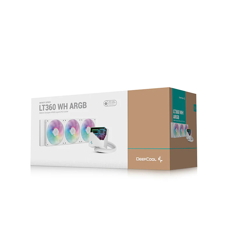 DeepCool LT360 ARGB 360mm Liquid CPU Cooler, 3400 RPM±10% Pump Speed, Addressable RGB LED, Hydro Bearing, White | R-LT360-WHAMNC-G-1
