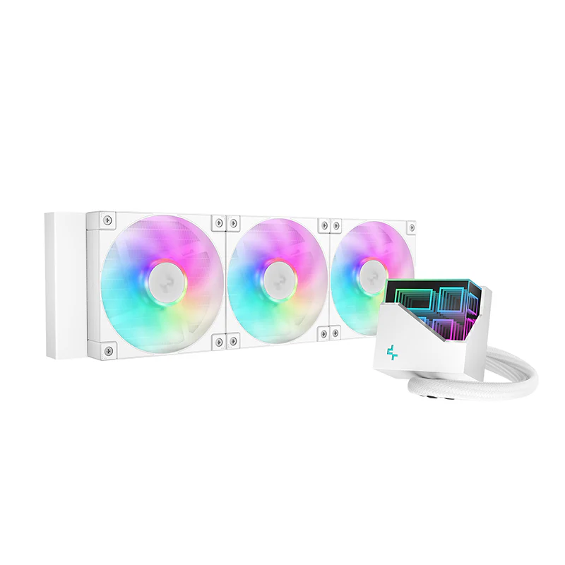 DeepCool LT360 ARGB 360mm Liquid CPU Cooler, 3400 RPM±10% Pump Speed, Addressable RGB LED, Hydro Bearing, White | R-LT360-WHAMNC-G-1