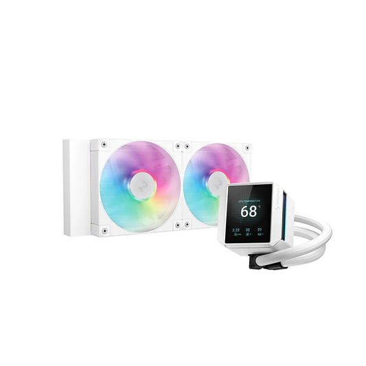 DeepCool Mystique 240 ARGB Liquid CPU Cooler, 2.83" TFT LCD Display, 240mm Radiator, 120mm Fan Size, 2400 RPM, Hydro Bearing Type, 72.04 CFM Airflow, White | R-LX240-WHDSNMCP-G-1
