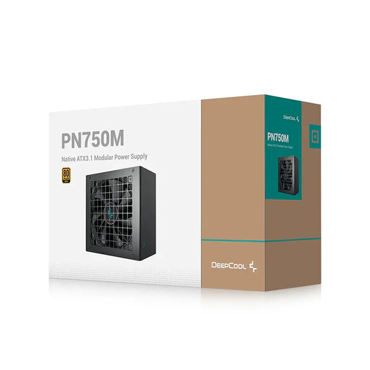 DeepCool PN750M Fully Modular Power Supply, 750W Power, 80 Plus Gold Certified, Active PFC + Full Bridge SRC LLC + DC to DC, Japanese Bulk Capacitor, FDB Fans, 120mm Fan Size, Black.