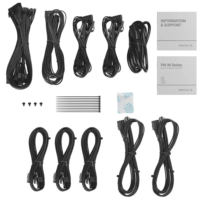 DeepCool PN750M Fully Modular Power Supply, 750W Power, 80 Plus Gold Certified, Active PFC + Full Bridge SRC LLC + DC to DC, Japanese Bulk Capacitor, FDB Fans, 120mm Fan Size, Black.