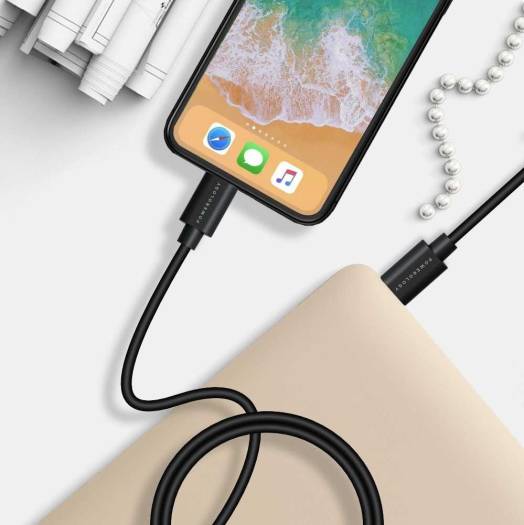 Powerology USB-C to Lightning Cable,PD60W, MFI Approved Connector,3M Cable Length,30000+ Bends, Black,P3BCLBK