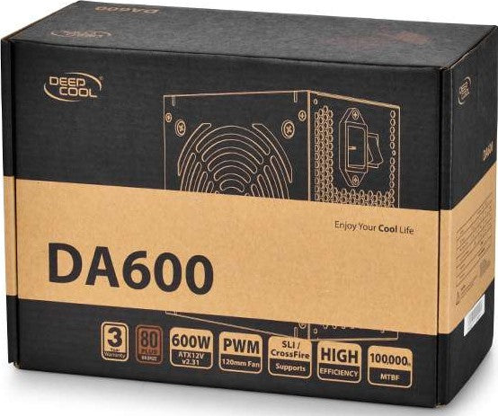 Deepcool DA600-M 80 Plus Bronze certified 600W Power Supply,140mm PWM Silent Fan | DP-BZ-DA600-MFM-GC