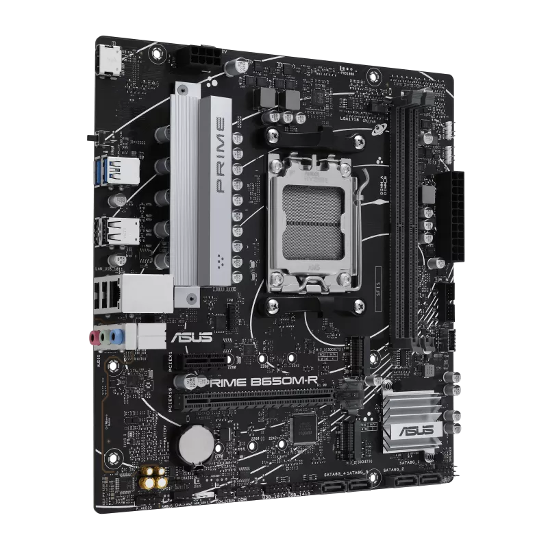 ASUS PRIME B650M-R AM5 Micro-ATX Motherboard for AMD Ryzen 9000/8000/7000 Series, B650 Chipset, DDR5 7200MHz OC, PCIe 4.0, Dual M.2 NVMe, 2.5GbE LAN, HDMI 4K, USB 5Gbps, BIOS FlashBack, Aura Sync, Gaming & Productivity Board