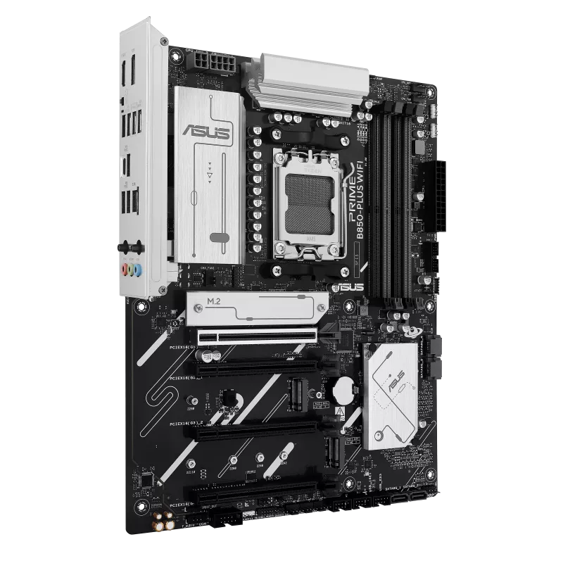 ASUS PRIME B850-PLUS WIFI AMD B850 AM5 ATX Motherboard Supports Ryzen 9000 8000 7000 Series DDR5 8000+MHz OC PCIe 5.0 PCIe 5.0 M.2 WiFi 6E Bluetooth 5.3 2.5G LAN USB 10Gbps Type-C HDMI 2.1 DisplayPort BIOS FlashBack Aura Sync